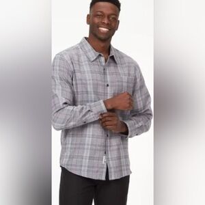 Marmot Gray Plaid Lightweight Flannel Button Down Hiking Shirt Size M NWT